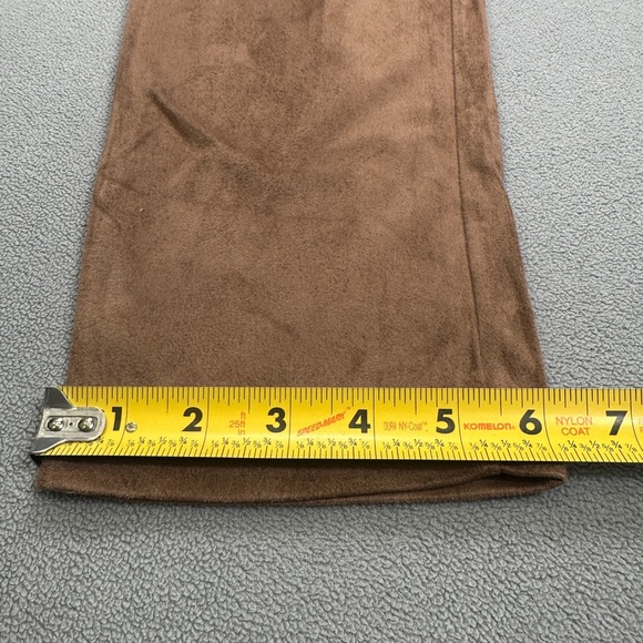 NWOT Zara Trafaluc Tan Faux Suede Pants 28x26 Elastic Waist Straight Trousers - Picture 6 of 8